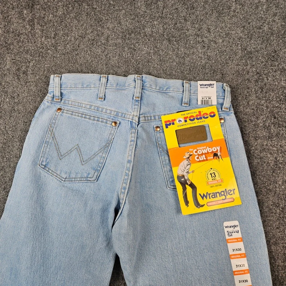 Wrangler Cowboy Cut 13MWZGH Light Wash Blue Denim Jeans Mens 31x30 Original Fit